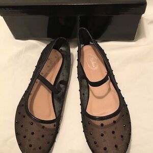 Atalina Black studded Mesh Women's Flats